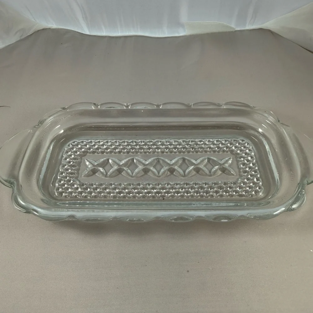 Vintage Butter Dish with Lid by Anchor Hocking- Wexford Diamond Pattern